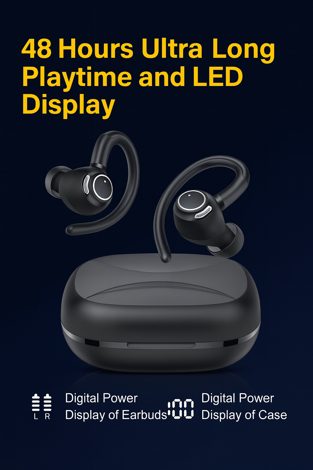 SOLVIX™ SportPro Earbuds — Bluetooth 5.3, 40H Playtime, ENC Noise Reduction