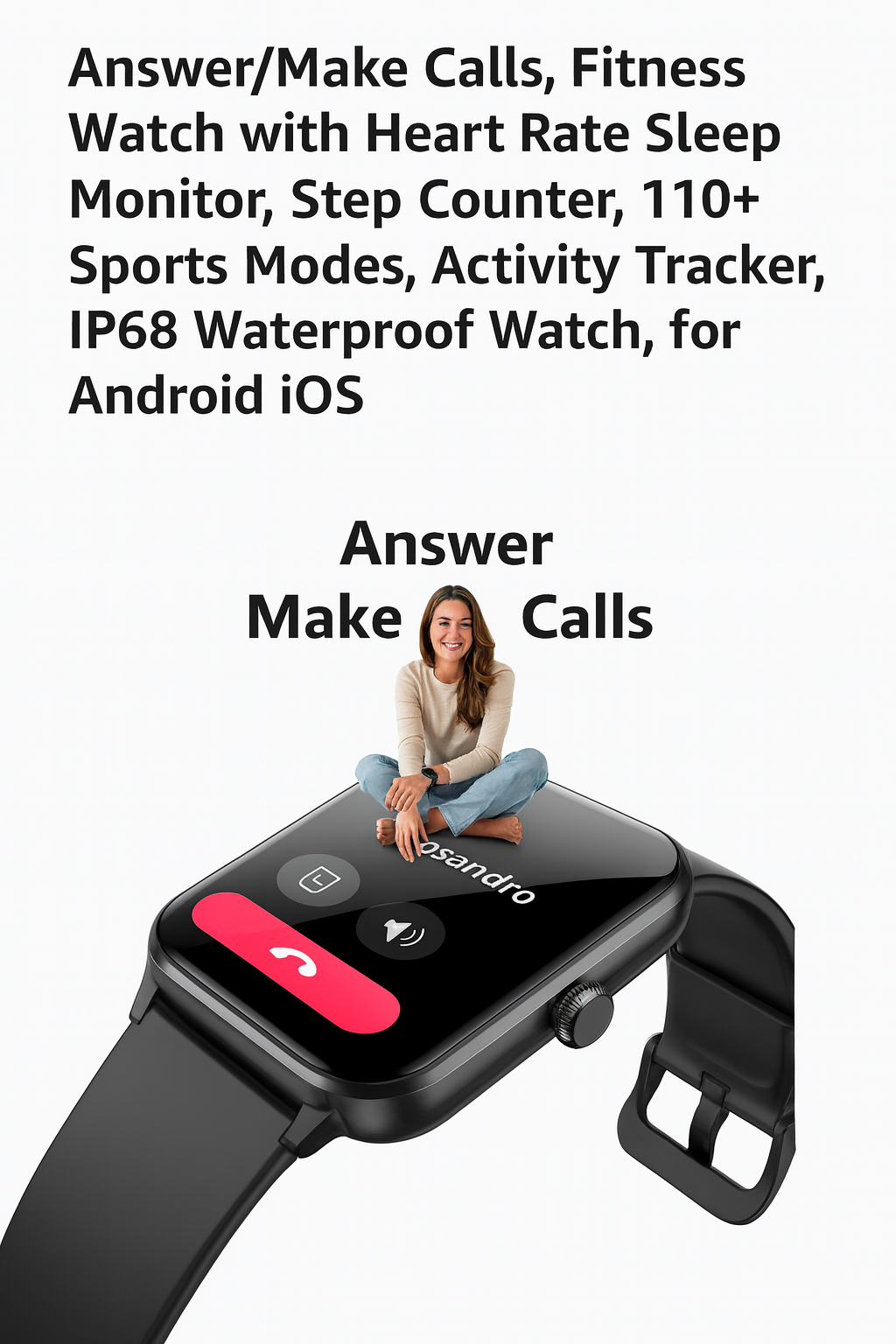 SOLVIX™ 1.85” Smartwatch – Bluetooth Calling | Fitness Tracker | 100+ Sports Modes | IP68 Waterproof