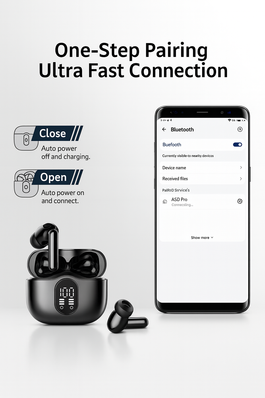 SOLVIX™ Airbuds Pro 5.4 – Wireless Earbuds with LED Display & Noise Reduction