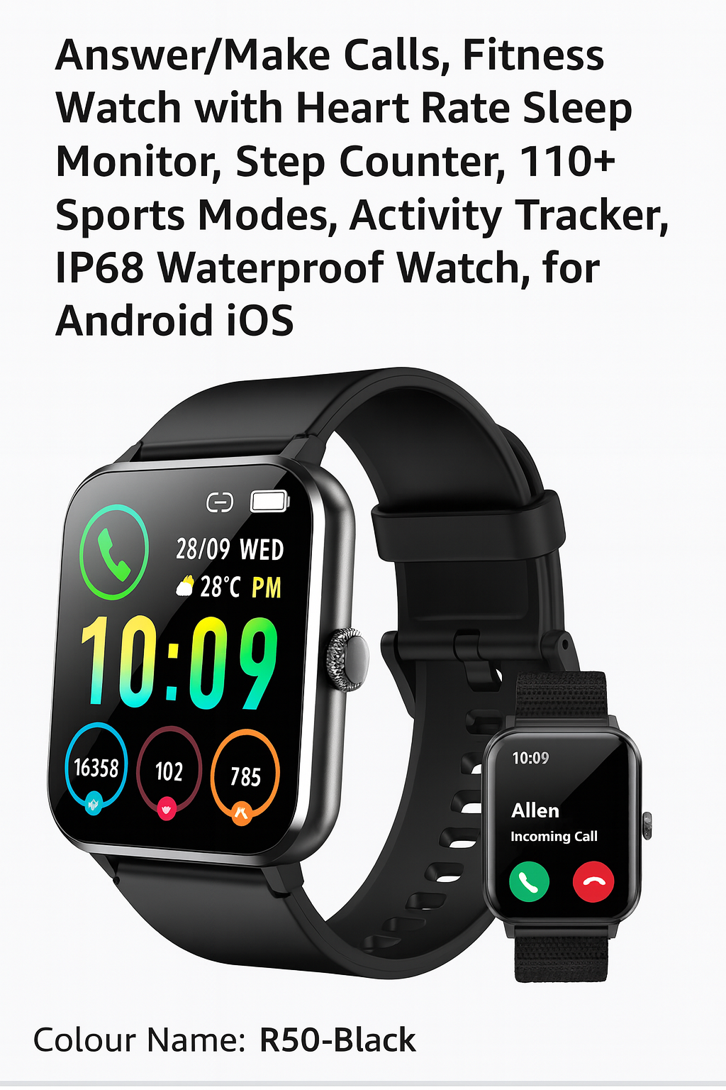 SOLVIX™ 1.85” Smartwatch – Bluetooth Calling | Fitness Tracker | 100+ Sports Modes | IP68 Waterproof