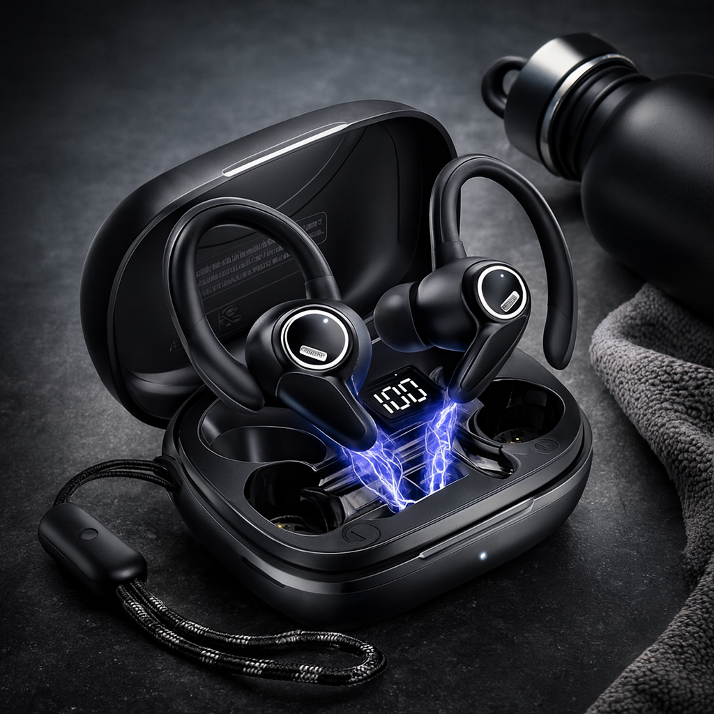 SOLVIX™ SportPro Earbuds — Bluetooth 5.3, 40H Playtime, ENC Noise Reduction