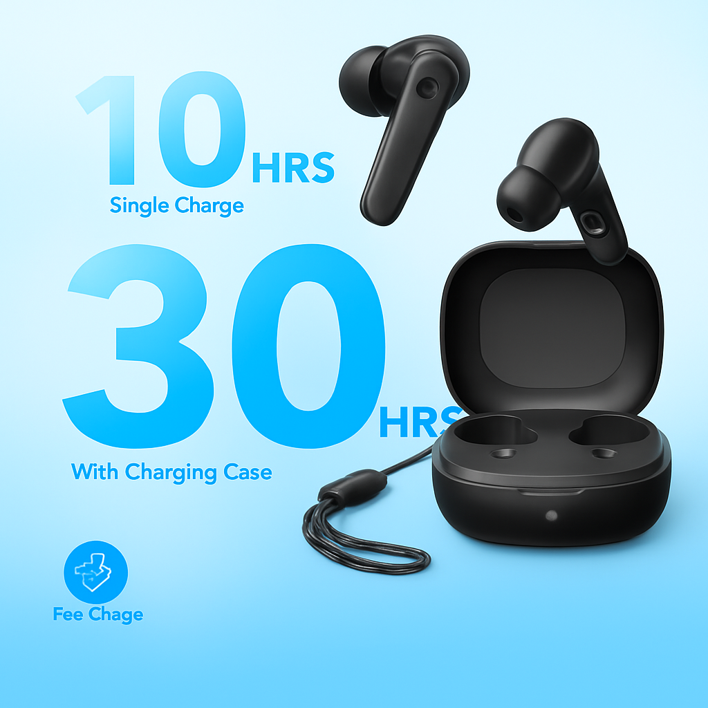 SOLVIX™ P20i BassBoost Earbuds – 30H Playtime + AI-Clear Calls