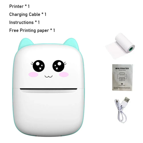 Portable thermal printer mini cat print photo pocket thermal label
