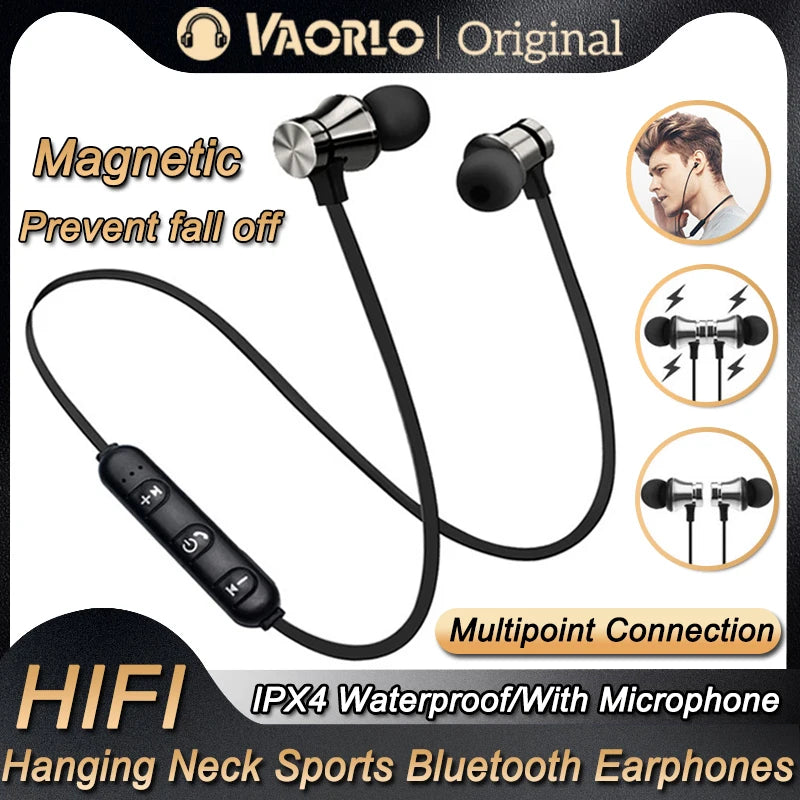 Magnetic Sports Headset Bluetooth HIFI Stereo Wireless Headphone with