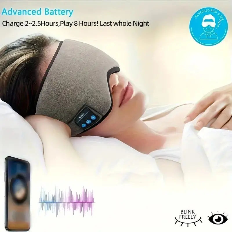 Bluetooth Sleep Eye Mask Headphones – Wireless Music Eye Mask for Deep Sleep
