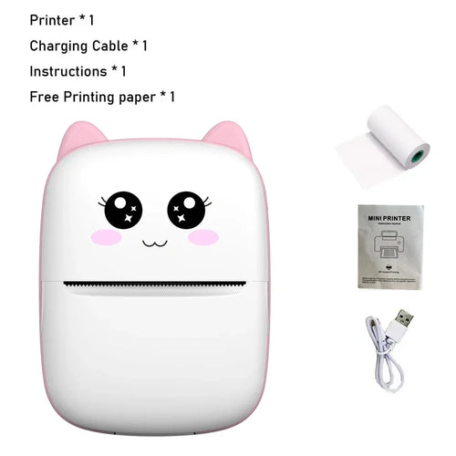 Portable thermal printer mini cat print photo pocket thermal label