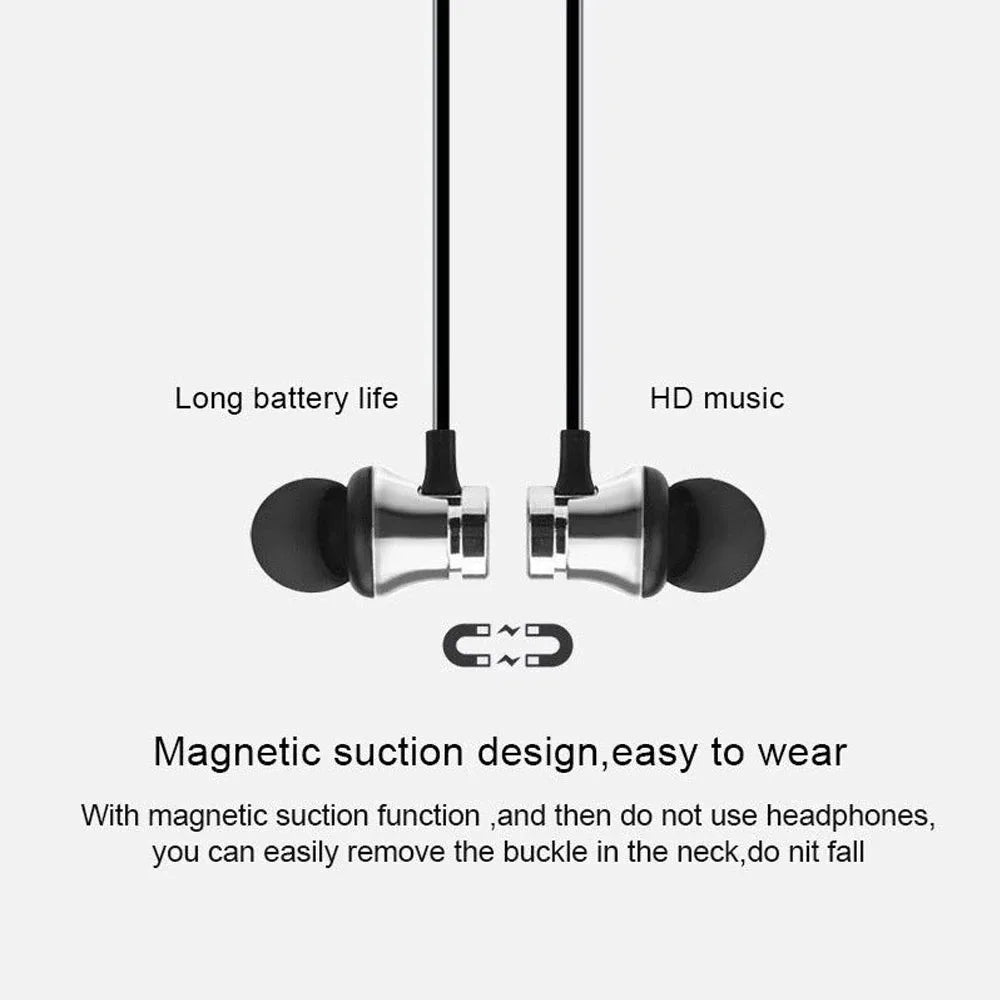 Magnetic Sports Headset Bluetooth HIFI Stereo Wireless Headphone with