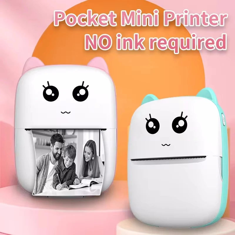 Portable thermal printer mini cat print photo pocket thermal label