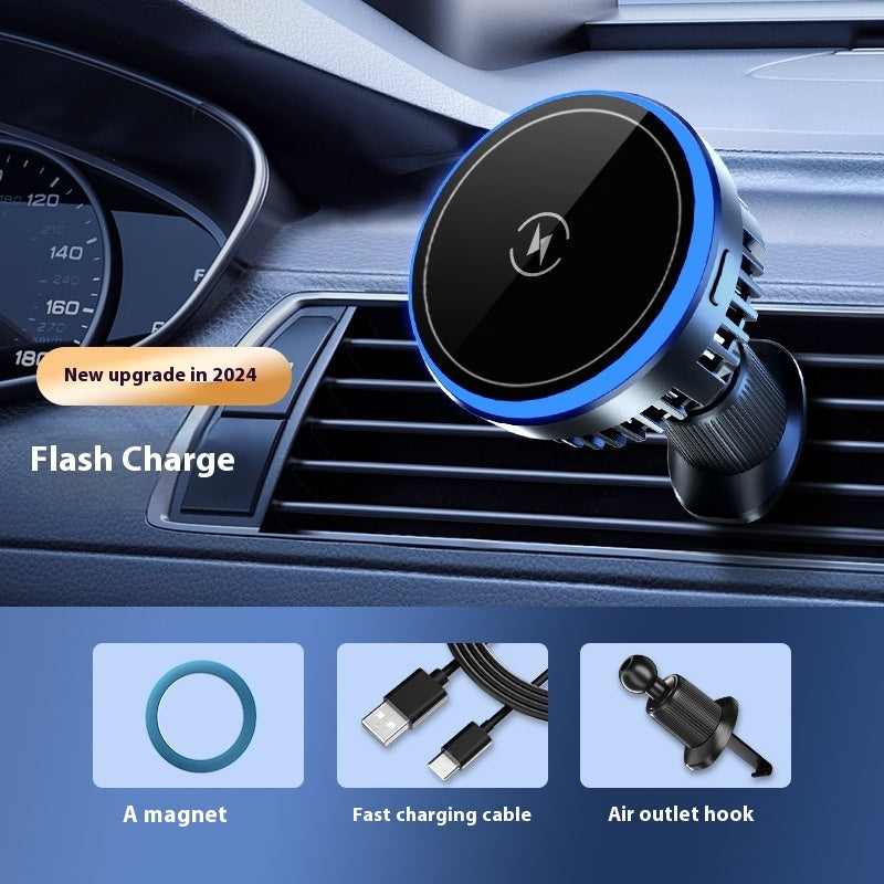 Magnetic Car Wireless Charger & Phone Mount (15W Fast Charge)